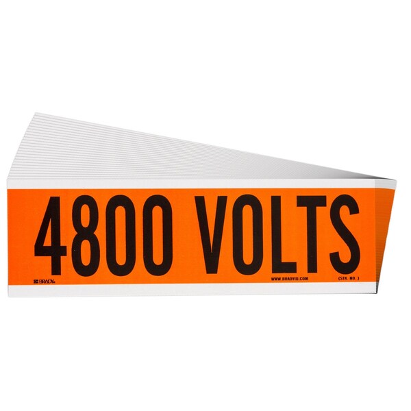 4800 Volts Conduit and Voltage Lbls 2.25 in H x 9 in W BK on OR 25/PK
